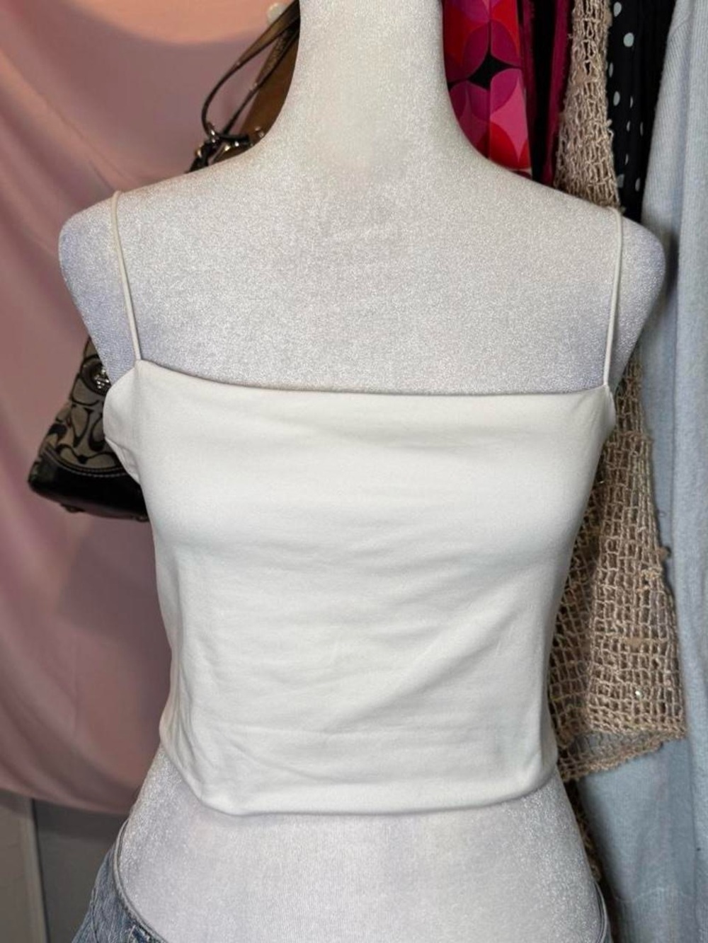 SHEIN White Slim Spaghetti Strap Crop Camisole